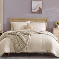 Monbix King Size Comforter Set - 7 Pieces Bed in a Bag King, Apricot Beige Bedding Sets with Comforter, All Seasons Comforter Bed Set with Sheets, Pillowcases & Shams