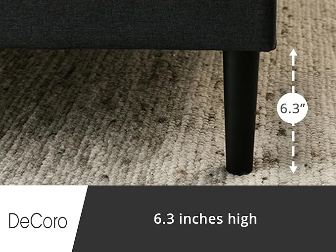 Decoro Mornington Upholstered 2.0 Platform Bed, Button-Tufted Fabric Headboard and Metal Frame with Wood Slat Support, Dark Grey, King