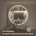 Niccy Round Led Mirror for Bathroom, 36" Circle Frameless Backlit Mirror wiht Light, Anti-Fog, 3 Colors, Waterproof, Memory Function