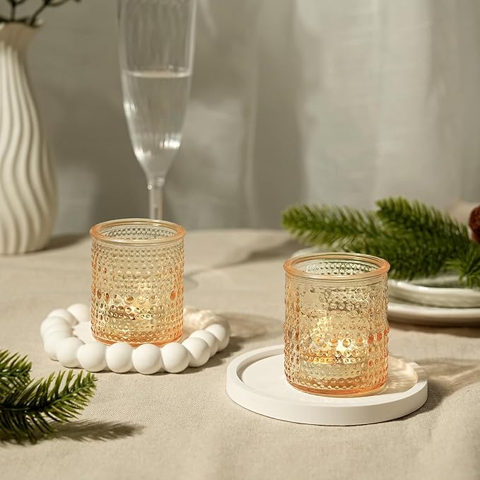 36ps Gold Votive Candle Holders, Tea Light Candle Holder Glass for Table Centerpiece, Candle Holders for Wedding, Bridal Shower and Tea Party Decorations (Gold)