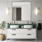 ANDY STAR 36x36 Inch Chrome Mirrors for Bathroom, Chrome Square Bathroom Vanity Mirror, Rounded Mirror, Anti-Rust SUS304, Seamless Tube Metal Frame, 1’’ Deep Wall Mounted Vertically/Horizontal