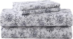 Laura Ashley - Flannel Sheets Full Size, Anti-Pilling & Wrinkle Resistant Cotton, Touchably Soft for All-Season Comfort - Bed Sheets with Matching Pillowcases & Fitted Sheet (Faye Toile Black)