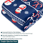 PAVILIA Christmas Snowman Throw Blanket | Blue Holiday Christmas Fleece Blanket | Soft, Plush, Warm Winter Cabin Throw, 50x60 (Blue Christmas)