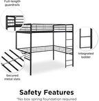 DHP Full Metal Loft Bed with Ladder, Space-Saving Design, Black, Full