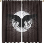 Cool Raven Print Blackout Curtains for Bedroom,Vintage Nordic Viking Theme Dead Tree Crow Full Moon Rod Pocket Thermal Insulated Room Darkening Curtains 2 Panels 45L x 21W