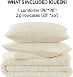 BEDELITE Fleece Queen Comforter Set -Super Soft & Warm Fluffy Cream White Faux Fur Bedding, Luxury Fuzzy Heavy Bed Set for Winter with 2 Pillow Cases