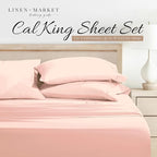 Linen Market Double-Brushed Microfiber California King Sheet Set 4 Piece – Oeko-TEX Certified Ultra Soft & Wrinkle-Free - 16" Deep Pocket Sheets Easy Care Cal-King Size - Blush