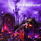 ODEETRONIC Orange & Purple Halloween Lights, 98.42ft 300 LED Orange Lights, Connectable 8 Modes Mini String Light, Plug in Twinkle Purple Halloween Light Waterproof for Holiday Party Home Garden Decor