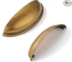 khtumeware 10 Pack 3-3/4" Antique Brass Drawer Pulls Cabinet Cup Pulls Vintage Kitchen Hardware Cabinet Handles Drawer Handles Knobs 3-3/4 inch Hole Center