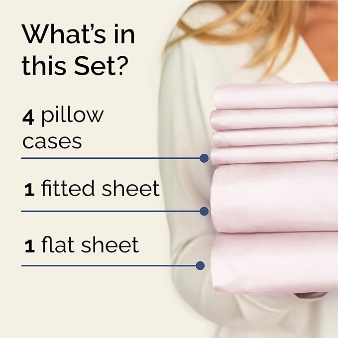 Full 6 Piece Sheet Set - Comfy Breathable & Cooling - Ultra Soft Hotel Luxury Bedding Set w/ 8-16 Inch Deep Pockets - 1 Flat & 1 Fitted Sheet & 4 Pillowcases - Wrinkle Free & Easy Care - Lavender Pink