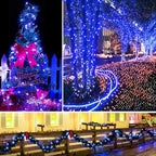 Twinkle Star 2 Pack Christmas Blue Fairy Lights Battery Operated, Total 66 ft 200 Led String Lights Remote Control Timer Twinkle String Lights 8 Modes Firefly Lights for Garden Party Indoor Decor