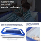 EnerPlex Kids Inflatable Travel Bed with High Speed Pump, Portable Blow up Toddler Air Mattress with Sides – Built-in Safety Bumper - Blue