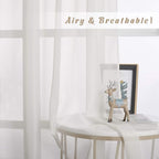 NICETOWN Patio Door Sheer Curtains 96 inch Length, Ring Top Voile Textured Airy Sheer Curtains and Drapes Elegant for Bedroom/Living Room Home Decor, Beige, 54 inch Wide, 2 Panels