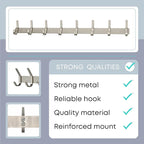 Coat Rack Wall Mount – Brushed Nickel 24 Inch Stainless Steel Hook Rail with 8 Heavy Duty Double Coat Hooks – Wall Mounted Coat Hanger for Entryway, Bathroom, Bedroom, Towel, Hat Organizer - 2 Pack