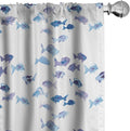 Ambesonne Animal Window Curtains, Little Fishes Watercolors Ocean Underwater Life Marine Theme Art, Lightweight Decor 2-Panel Set with Rod Pocket, Pair of - 28" x 84", Blue