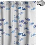 Ambesonne Animal Window Curtains, Little Fishes Watercolors Ocean Underwater Life Marine Theme Art, Lightweight Decor 2-Panel Set with Rod Pocket, Pair of - 28" x 63", Blue