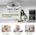 Ceiling Fans with Lights, Flush Mount Ceiling Fan with Lights and Remote, 6 Wind Speeds Smart Low Profile Ceiling Fan for Bedroom, Dining Room and Kitchen 20" (White)