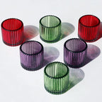 VOHO 3 Color Votive Candle Holders for Easter Decor, 6pcs Large Tealight Candle Holder for Votive Tea Lights Candles, Ribbed Tea Light Candle Holder Glass Gifts for Halloween/Thanksgiving/Christmas