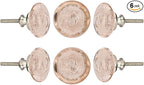 Perilla Home Set of 6 Knobs - Decorative Pink Crystal Knobs - Premium Glass Knobs for Cabinet, Drawers, Dresser, Home Decore Kitchen, Hardware Cupboard Glass Door Wardrobe and Drawer Pulls Handles