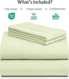 LuxClub 4 PC Sheet Set Bed Sheets Deep Pockets 16" Eco Friendly Wrinkle Free Cooling Machine Washable Hotel Bedding Silky Soft - Sage Green King