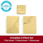 Mellanni Twin Sheets Set - 3 PC Iconic Collection Bedding - Hotel Luxury, Extra Soft, Cooling Bed Sheets - Wrinkle, Fade, Stain Resistant (Twin, Yellow)