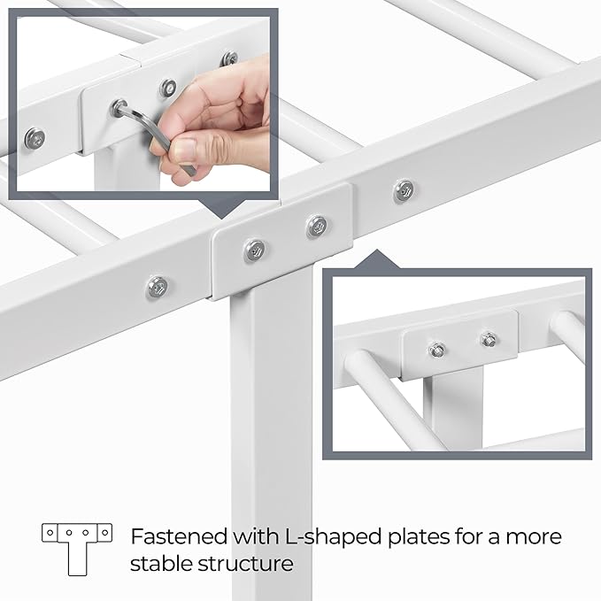Yaheetech Classic Metal Platform Bed Frame Mattress Foundation with Victorian Style Iron-Art Headboard/Footboard/Under Bed Storage/No Box Spring Needed/King Size White