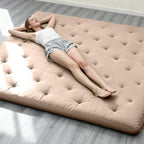 ZonLi Japanese Floor Futon Mattress Twin Size 75"x 39", 100% Cotton Cover 4'' Thicken Tatami Mattress, Foldable Sleeping Pad, Portable Dormitory Tatami Mat, Roll Up Floor Lounger Bed for Adult (Khaki)