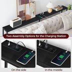 78.7" Console Table with Power Outlet, Narrow Sofa Table, Industrial Entryway Table with USB Ports, Behind Couch for Entryway, Hallway, Foyer, Living Room, Black CTBK20E01