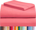 LuxClub 3 PC Sheet Set Bed Sheets Deep Pockets 16" Eco Friendly Wrinkle Free Cooling Machine Washable Hotel Bedding Silky Soft - Vermilion Twin XL