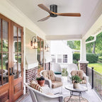 Sofucor Ceiling Fan No Light, 52 Inch Flush Mount Ceiling Fan With Remote Control, Indoor/Outdoor Ceiling Fans Without Lights, Reversible DC Motor, 3 Blade Solid Wood Ceiling Fans for Bedroom Patio