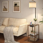 SUNMORY Floor Lamp with Table, End Table for Living Room with Lamp, Shelves Side Table with Charging Station(USB & AC Port), 3 Color Temperature LED Bulb, Modern Nightstand Lamp for Bedroom, Office