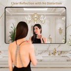 LOAAO 40X36 Inch Black Metal Framed Bathroom Mirror for Wall, Matte Black Bathroom Vanity Mirror Farmhouse, Anti-Rust, Tempered Glass, Hangs Horizontally or Vertically