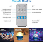 Christmas Baby Night Lights with Remote Control,Moon Projector 360 Degree Rotation - 4 LED Bulbs 8 Color Changing Light, Romantic Night Lighting Blue