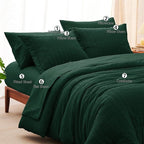 CozyLux Full Size Comforter Sets with Sheets Seersucker 7 Pieces Emerald Green Bed in a Bag Textured Luxury Soft Bedding Set with Down Alternative Comforter, Sheets, Pillowcases & Shams for All Season