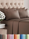 Full 6 Piece Sheet Set - Comfy Breathable & Cooling - Ultra Soft Hotel Luxury Bedding Set with 8-16 Inch Deep Pockets - 1 Flat & 1 Fitted Sheet & 4 Pillowcases - Cozy, Wrinkle Free & Easy Care - Brown