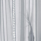 Treatmentex Grey Sheer Window Curtains for Living Room 95 inches Pom-Pom Canopy for Children Bedroom Rod Pocket 2Pack