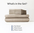 King 6 Piece Sheet Set - Comfy Breathable & Cooling - Soft Hotel Luxury Bedding Set with 8-16 Inch Deep Pockets - 1 Flat & 1 Fitted Sheet & 4 Pillowcases - Wrinkle Free & Easy Care - Heathered Beige