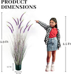 KOL 5ft 2-Pack Faux Veronica Spiked Speedwell Grass, 59in Artificial Veronica Spicata Plant, Tall Fake Reed Grasses for Home Office Garden Wedding Décor, Indoor Outdoor, UV-Resistant, Purple