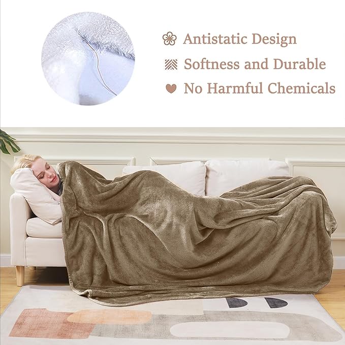 Soft King Size Blanket for All Season Warm Fuzzy Microplush Lightweight Thermal Fleece Summer Autumn Fall Winter Spring Blankets for King Calking Bed Couch Sofa,90x108 Inches,Taupe