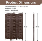 Rose Home Fashion 6 ft Tall Room Divider, Room Dividers and Folding Privacy Screens, 15.7in Privacy Screen 3 Panel Partition Temporary Wall Separation for Private, Brown