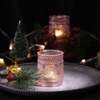 DEVI 24pcs Pink Votive Candle Holders for Table Centerpieces, Glass Tea Lights Candle Holder, Wedding Shower Decorations, Baby Shower Decorations, Valentine Party Centerpieces Table Decoration