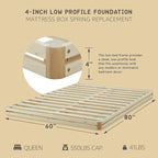 Hercules 4 Inch Low Profile Foundation Mattress Box Spring Replacement, Queen