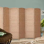 RHF 6 Ft. Tall Extra Wide-Diamond Weave Fiber Room Divider, 8 Panel Room Divider/Screen,Room Dividers and Folding Privacy Screens 8 Panel&Room Dividers and Folding Privacy Screens-Natural, 8 Panel