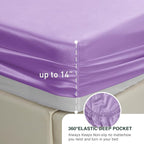 Love's cabin 4Piece California King Satin Bed Linen Set, Lavender Silky Satin Sheets, Deep Pocket, Luxury Silk Feel, 1 Flat, 1 Fitted Sheet, 2 Pillow Cases