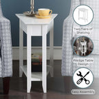 Convenience Concepts American Heritage Wedge End Table 24" - Classic Living Room Table with Storage Shelf,Side Table for Family Room, Bedside Table, White