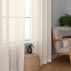 OWENIE Sheer Curtains 72 Inches Long 2 Panels Set, Light Filtering Sheer Curtain Rod Pocket Clear Drapes for Living Room Bedroom Window Sliding Door, Each 42 x 72 Inch, Cream