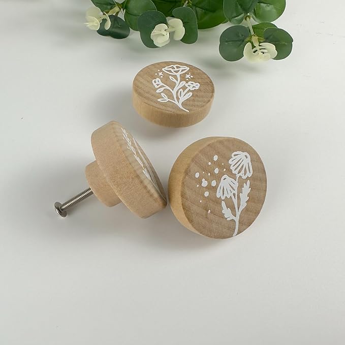 8Pack 1.8" Wood Dresser Boho Kitchen Furniture Drawer Cabinet Decorative Knobs and Pulls