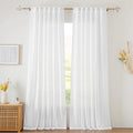 RYB HOME Semi Sheer Curtains 102 inches Long, Back Tab Light Filtering Half Privacy Window Curtains & Drapes for Bedroom Living Room, White, W 52 x L 102 inches, 2 Panels Set