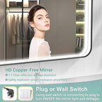 48x28 Inch LED Bathroom Mirror with Lights, Black Metal Framed LED Mirror for Bathroom, 3 Colors and Stepless Dimmable Wall Mounted Lighted Bathroom Vanity Mirror, Anti-Fog, Memory