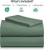 LuxClub 3 PC Sheet Set Sheets Deep Pockets Wrinkle Free Sheets Machine Washable Hotel Bedding Silky Soft - Tree Moss Green Twin